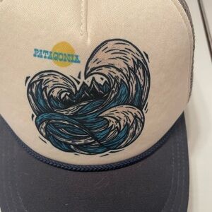 Patagonia off white and Blue Wave Design Hat